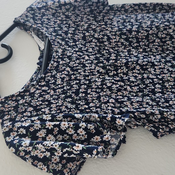 Elodie Navy and White Dark Floral Midi Dress - Picture 5 of 6